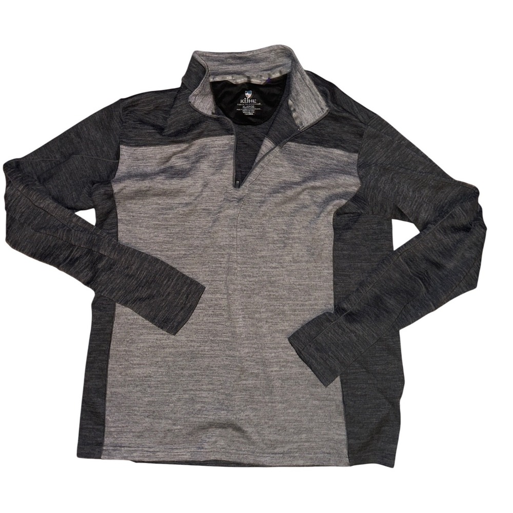 Kuhl Revel 1/4 Zip Pullover Mens XL Gray Colorblock Performance Sweater 3112